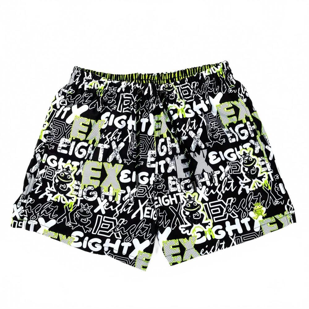 NEW EIGHT X men's venice swim trunks in black multi